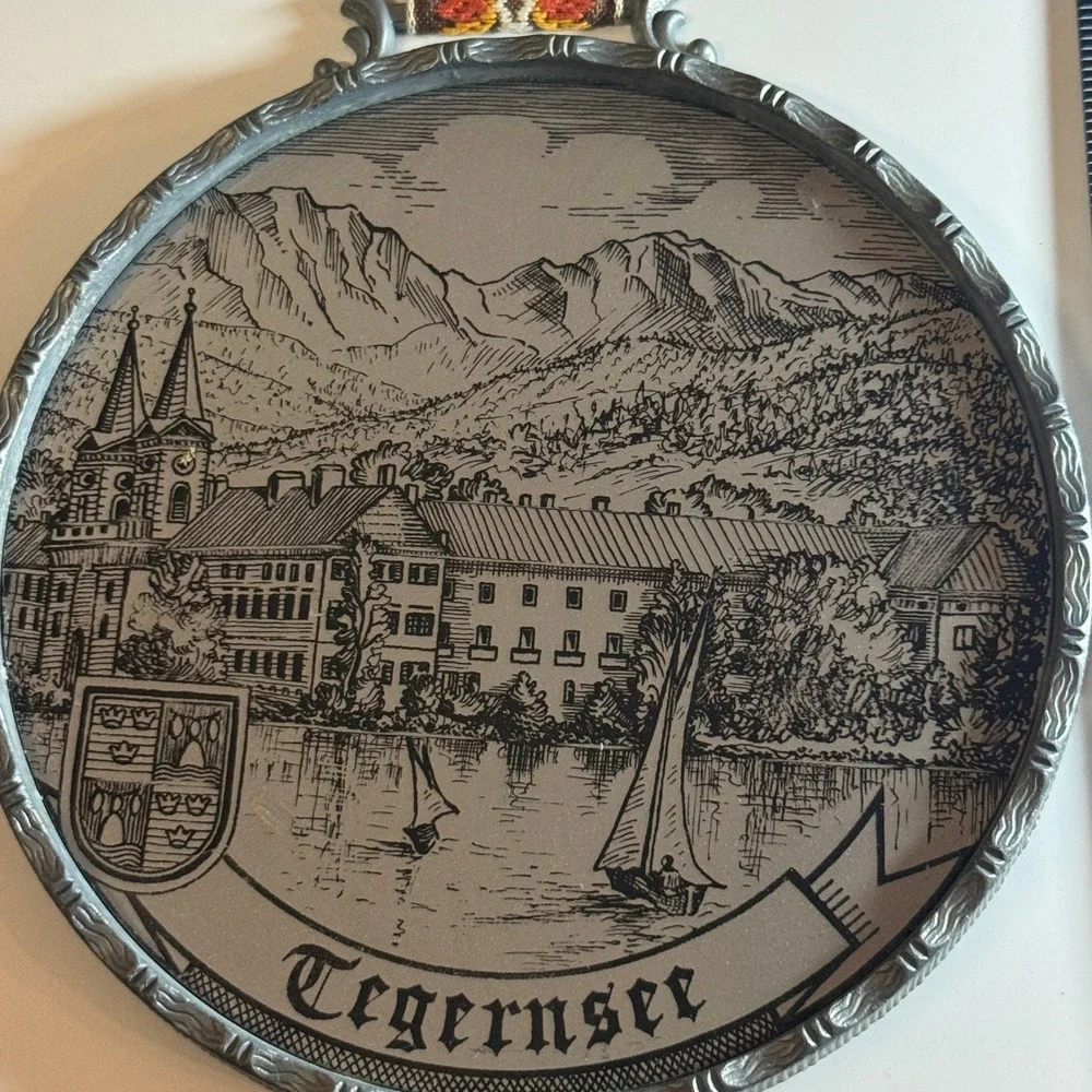 Vintage Decorative Wall Hanging Scenic Town Cityscape Embroidered Ribbon Germany
